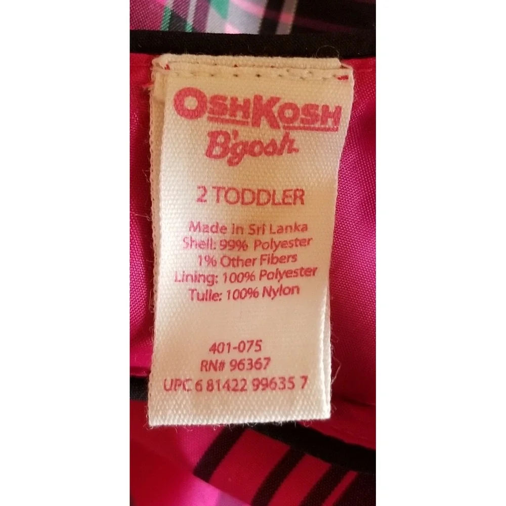 OSHKOSH B'gosh Sleeveless 2-Layer Skirt Button Closure Dress Girl's Sz 2T (NEW)